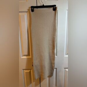 Topshop Cream Ribbed Pencil Skirt